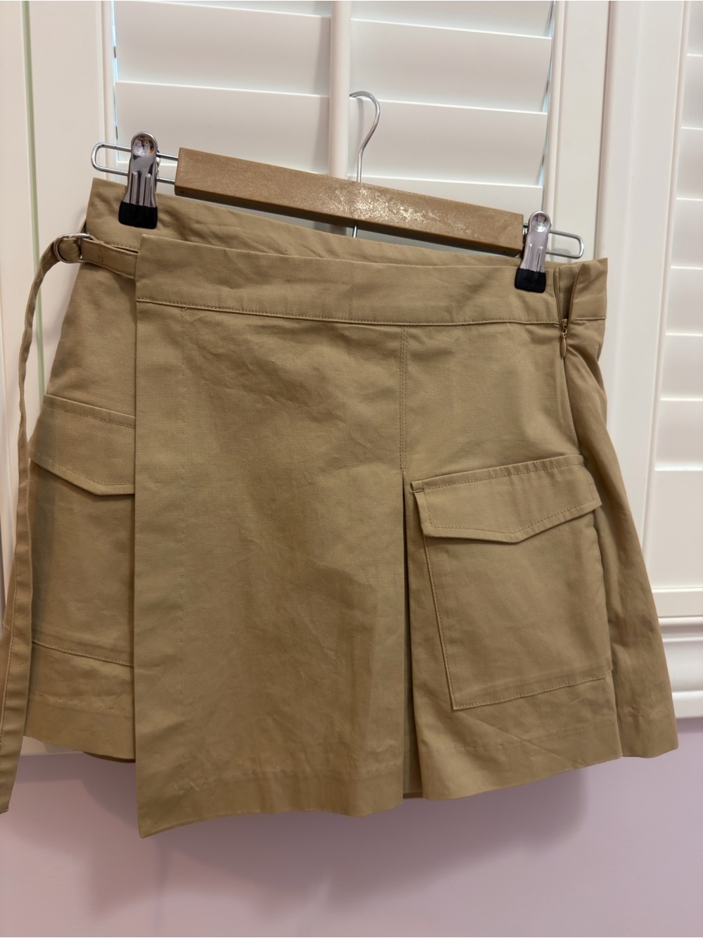 Zara Tan Wrap Skort with Utility Pockets